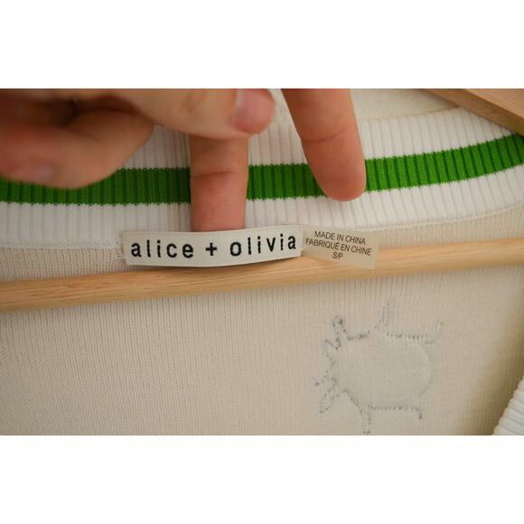 Alice + Olivia Arlen Cropped V Neck Cardigan Size Small - Picture 6 of 8